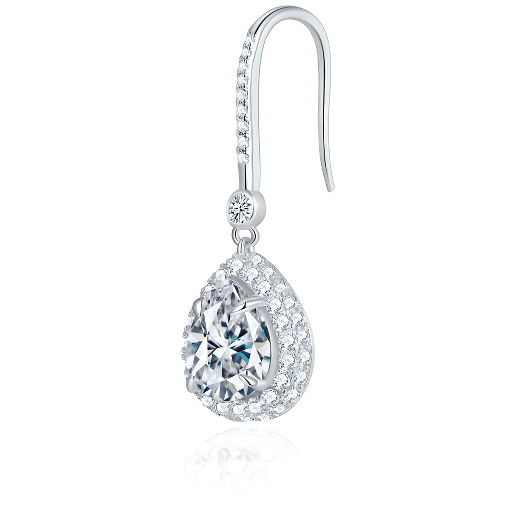 Boucles d'oreilles pendantes en argent sterling S925, moissanite poire 7x9mm, sertissage platine, certifié GRA, coffret cadeau femme