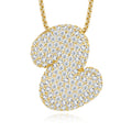 Collier initial bulles plaqué or S925 13,62 g, pendentif moissanite D VVS1 certifié GRA