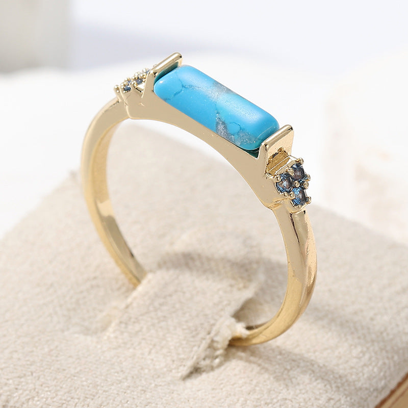 Bague mode turquoise et or pour homme, style bohème, cuivre écologique, tailles 6-10