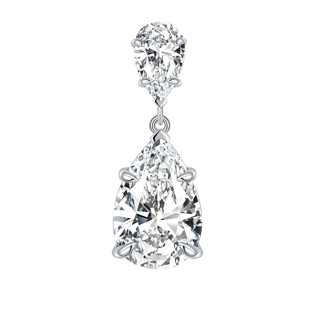 Boucles d'Oreilles Pendantes Moissanite Poire 7x11mm en Argent Sterling S925