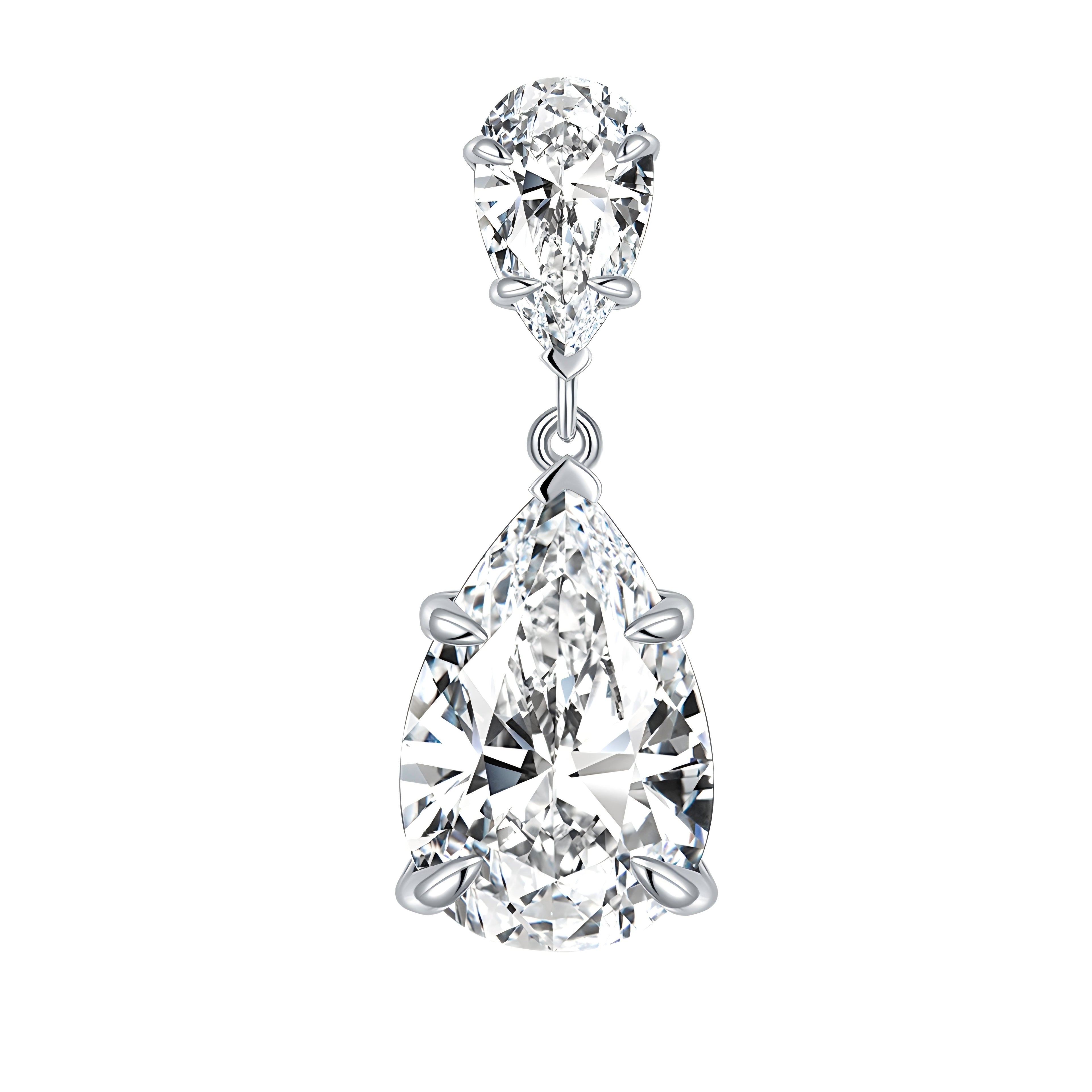 Boucles d'Oreilles Pendantes Moissanite Poire 7x11mm en Argent Sterling S925
