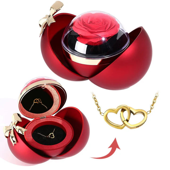 Rose Jewelry Box Round Magnetic Christmas Necklace