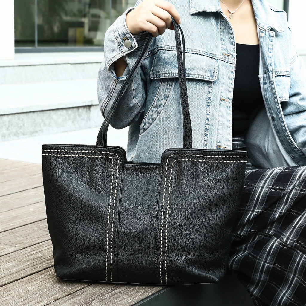 Sac Cabas Sophistiqué en Cuir de Vache Souple - Élégance et Praticité