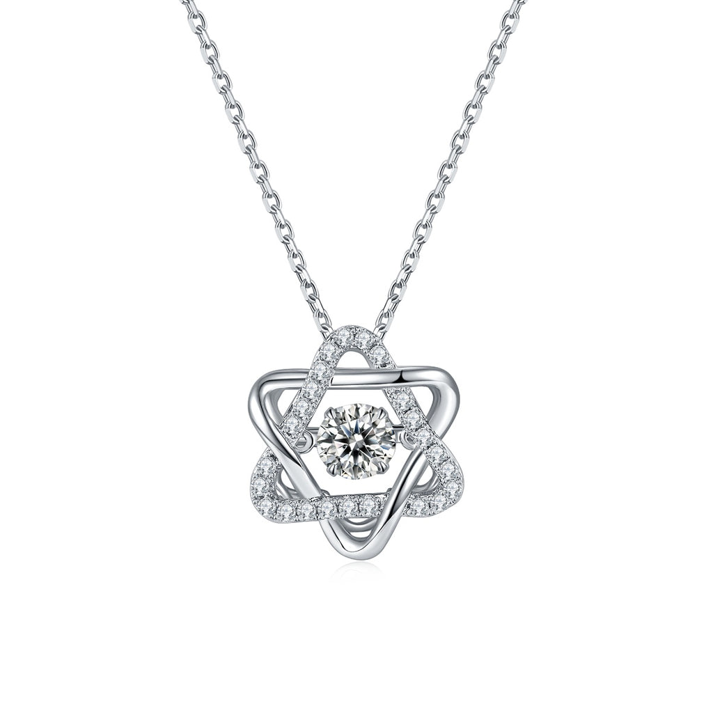Collier Étoile d'Hexagramme en Argent Sterling S925 0,5 ct Moissanite D VVS1
