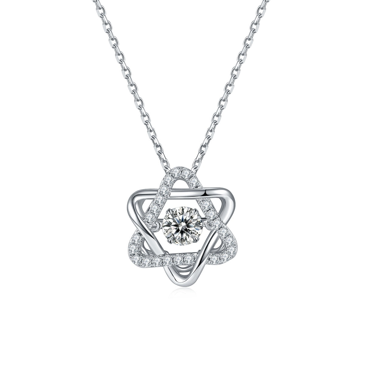 Collier Étoile d'Hexagramme en Argent Sterling S925 0,5 ct Moissanite D VVS1