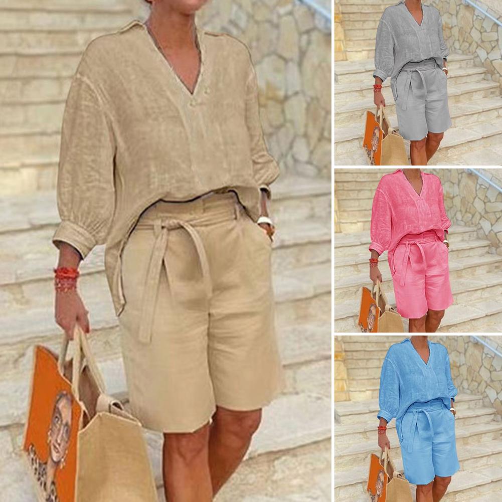 Ensemble Mode Décontractée Femme en Coton et Lin – Confort et Élégance Casual