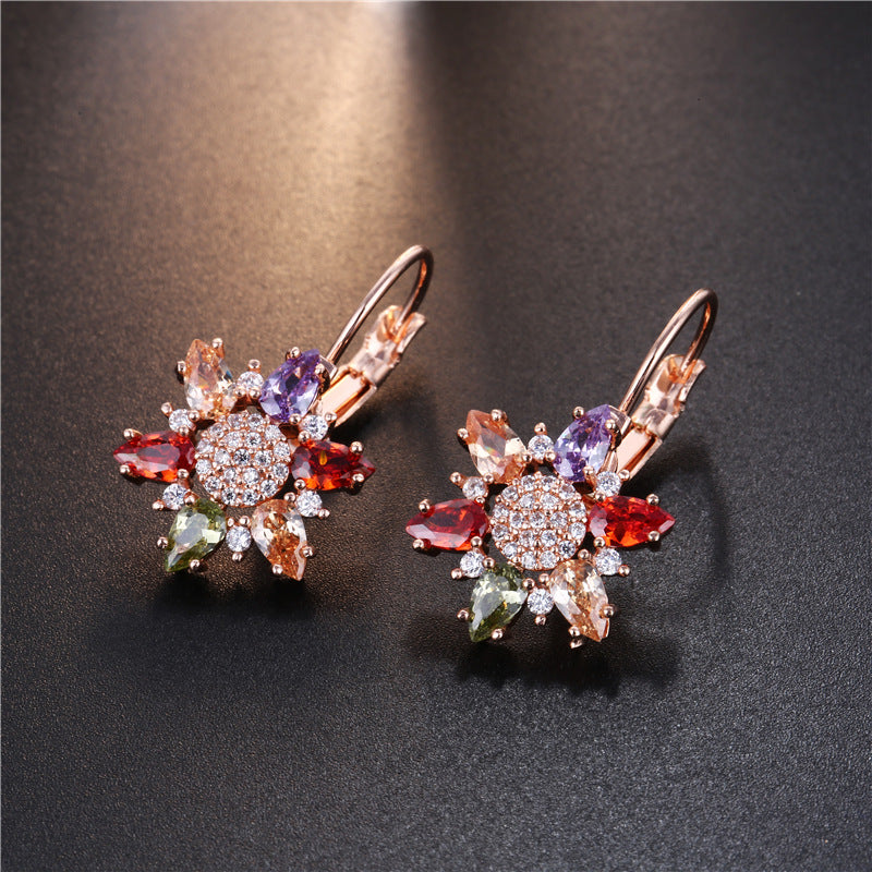 Boucles d'oreilles en cristal de zircon multicolores pour femmes élégantes