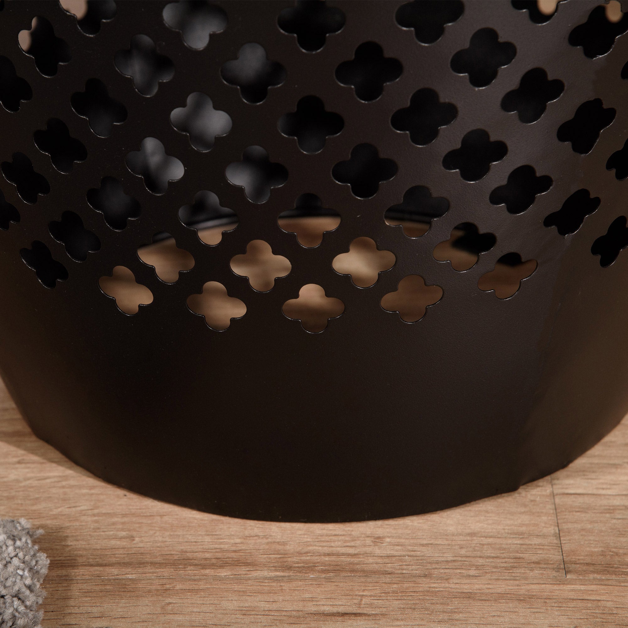 Table d’appoint extérieure en acier de 12,5 pouces, ronde, tambour creux, table d’appoint pour intérieur et extérieur, Noir