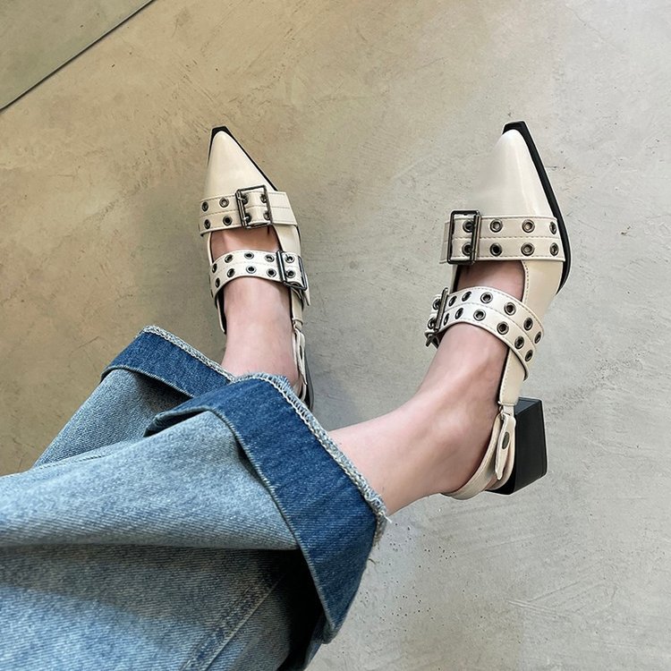 Chaussures Mary Jane à bout pointu style français coréen, doux et frais, talon épais