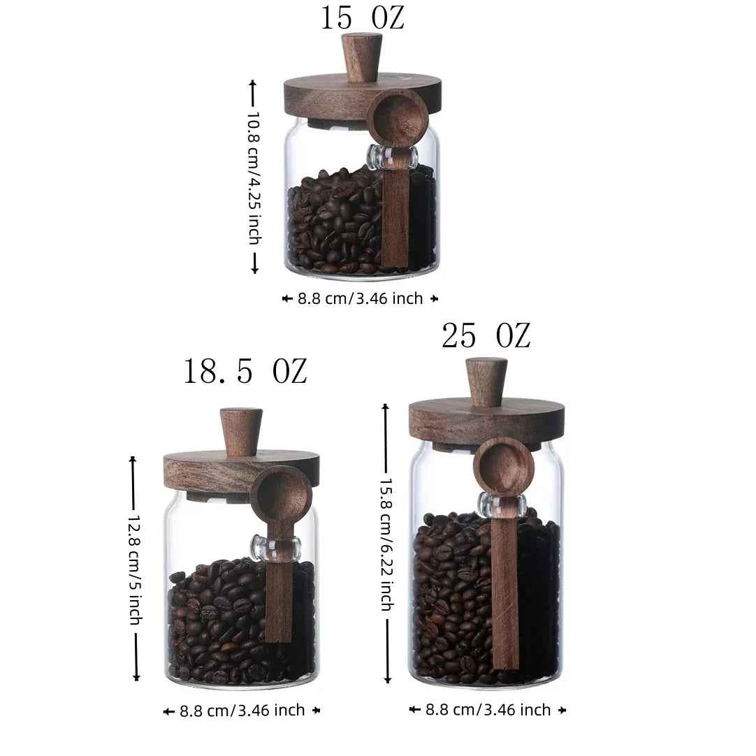 3Pcs Glass Coffee Jars With Spoons,Candy Jars,Biscuit Jars,Storage Jars,Tea Jars - IVOIRART.COM