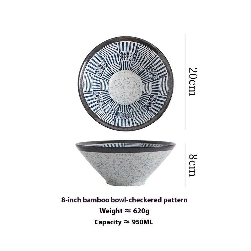 Vaisselle rétro de luxe douce en céramique motif Qinghai pour bol à ramen