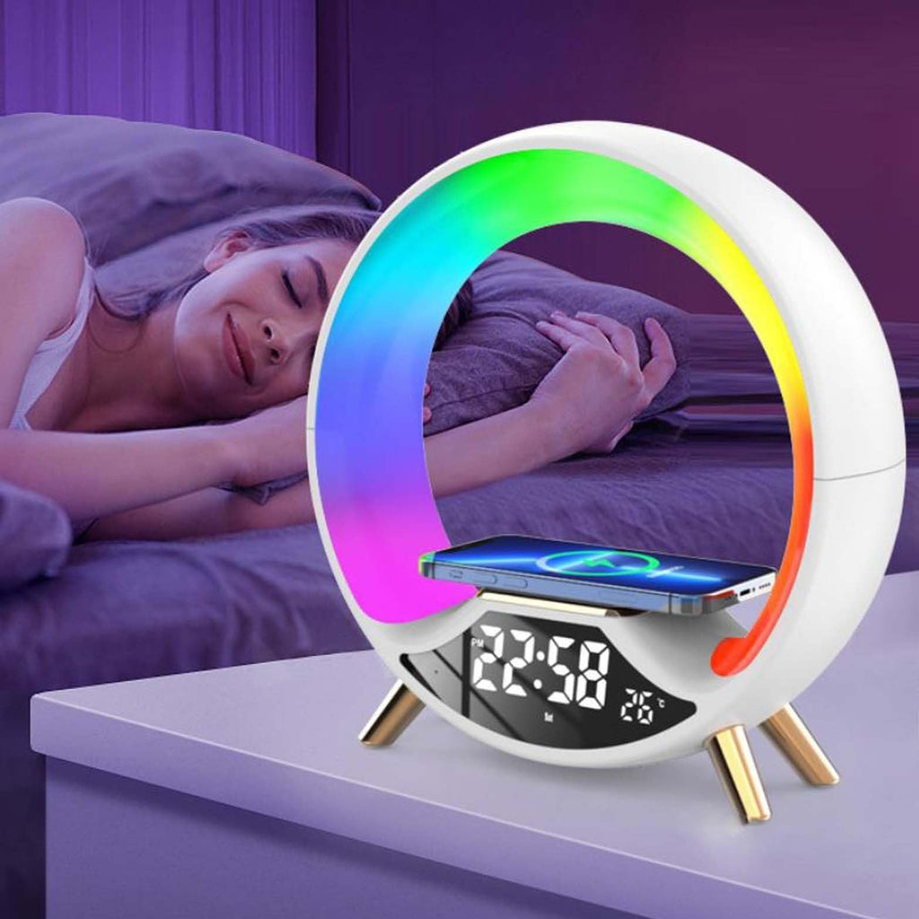 Lumière Nocturne Multifonctionnelle Trois En Un : Chargeur Sans Fil, Enceinte Bluetooth, Lampe