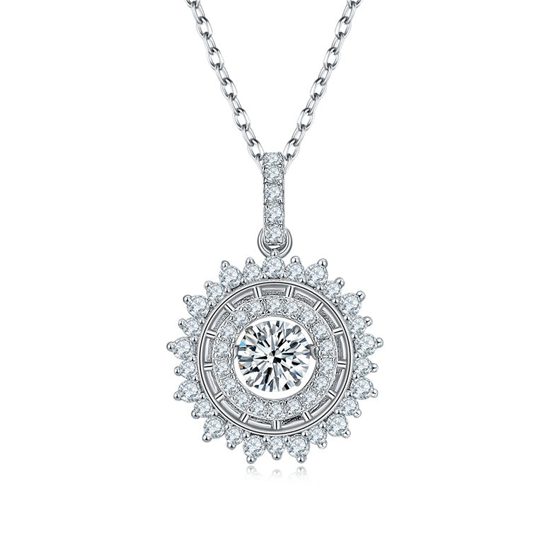 Collier Halo Soleil en Argent Sterling S925 0,5 ct Moissanite D VVS1 Plaqué Platine