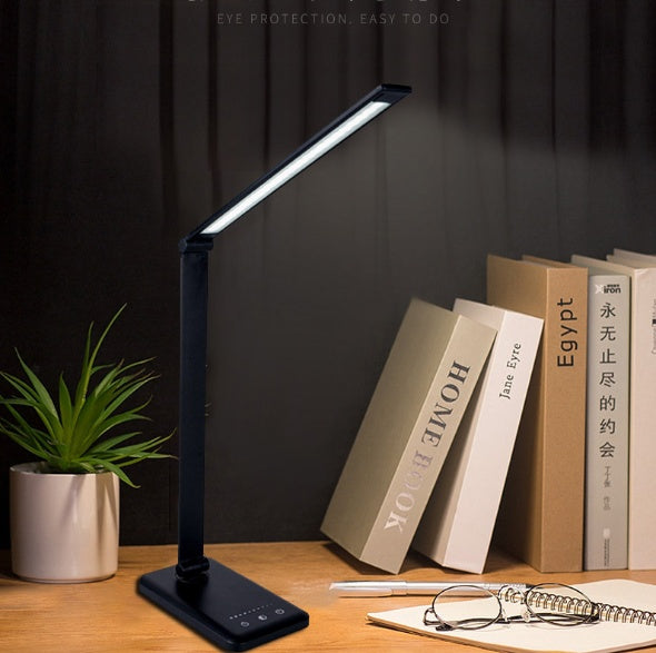Lampe de bureau à LED avec charge sans fil et port USB - design pliable et rotatif