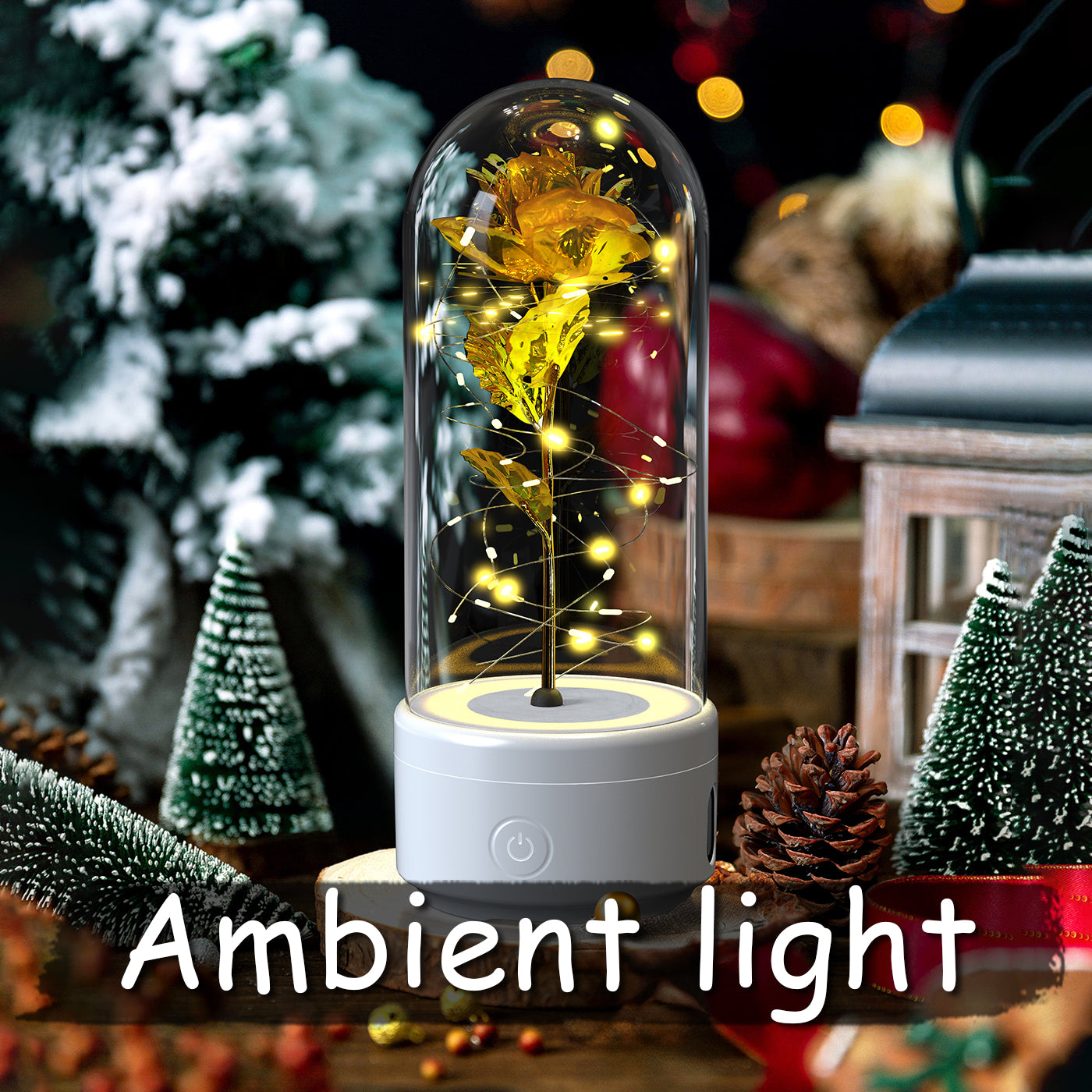 Lampe LED 2 en 1 Créative Rose Éternelle et Enceinte Bluetooth, Cadeau Saint-Valentin - IVOIRART.COM