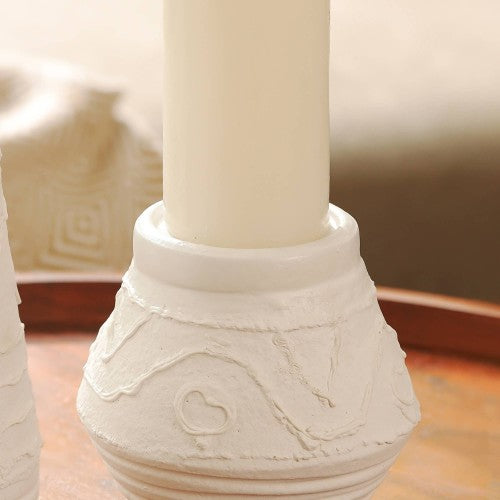 Bougeoir en terre cuite à motif organique 5,2 x 5,2 x 5,5'' - Support de bougie rustique pour éclairage d'ambiance