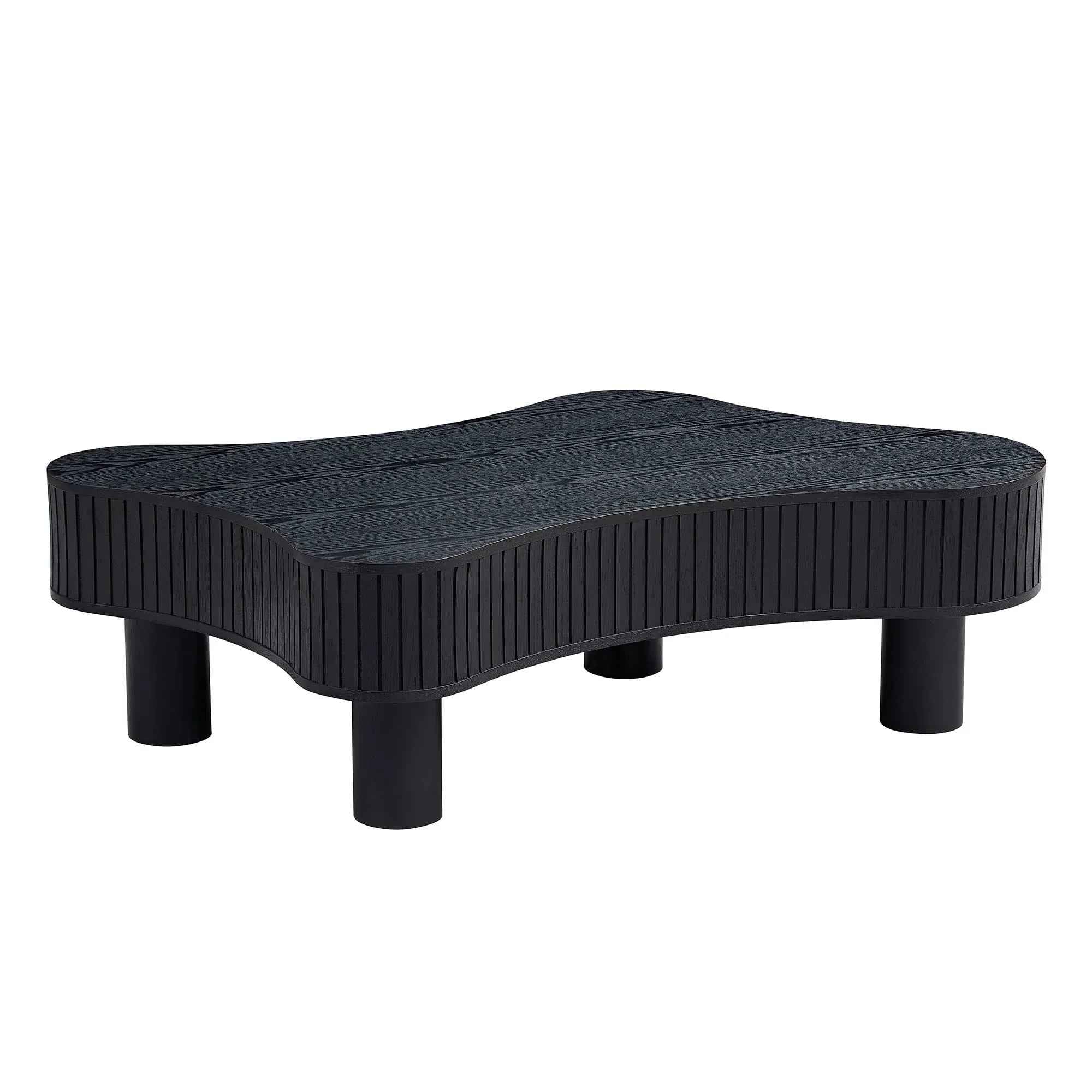 42.52 Inch Modern Wooden Handcraft Drum Coffee Table Irregular Shaped Coffee Table For Living Room,Small Coffee Table With Sturdy Pedestal - IVOIRART.COM