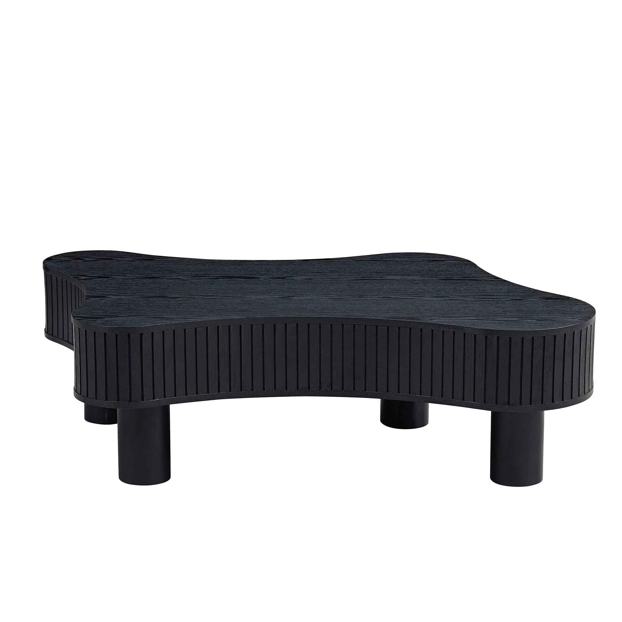 42.52 Inch Modern Wooden Handcraft Drum Coffee Table Irregular Shaped Coffee Table For Living Room,Small Coffee Table With Sturdy Pedestal - IVOIRART.COM