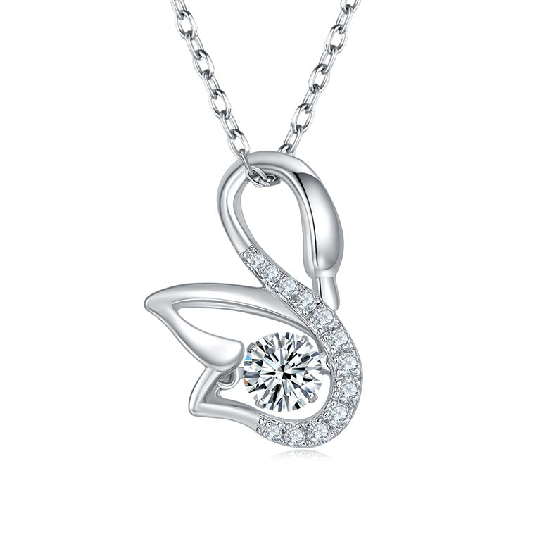 Collier Pendentif Cygne Moissanite 0,5 ct Couleur D VVS1 Argent Sterling S925