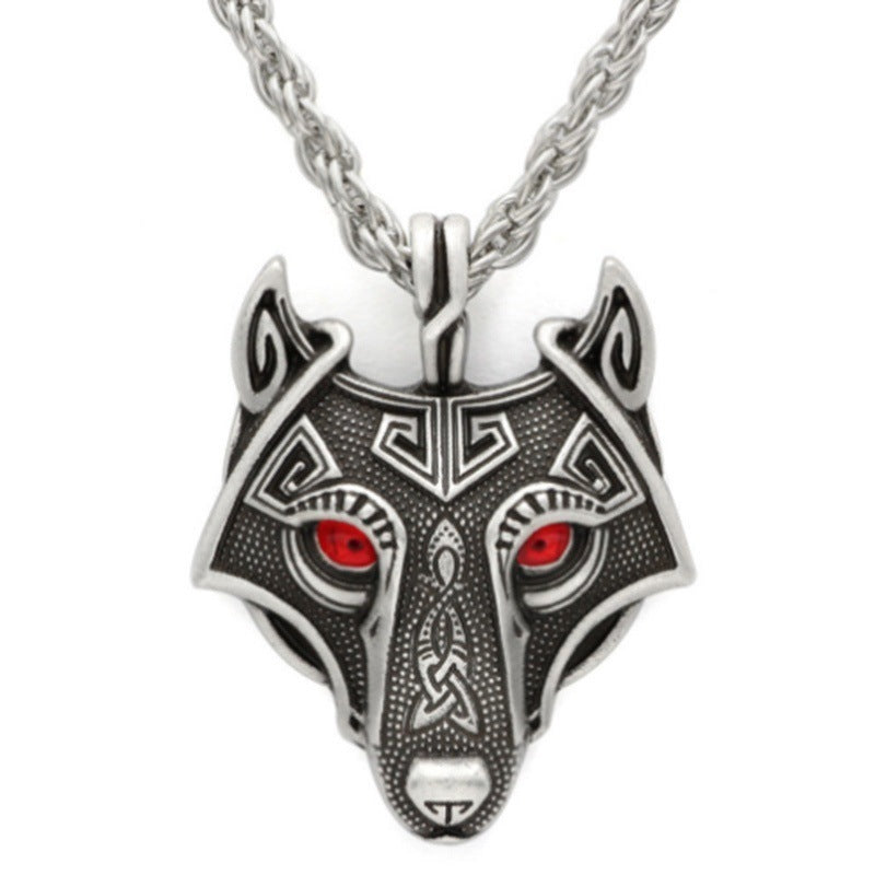 Collier Pendentif Tête de Loup VINTAGE VIKING FORCE LABORATORIES Ornement Animal