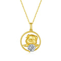 Collier Zodiaque Chinois en Argent Sterling S925 Doré avec Moissanite 1ct - Coffret Cadeau Certifié GRA - 5,2g