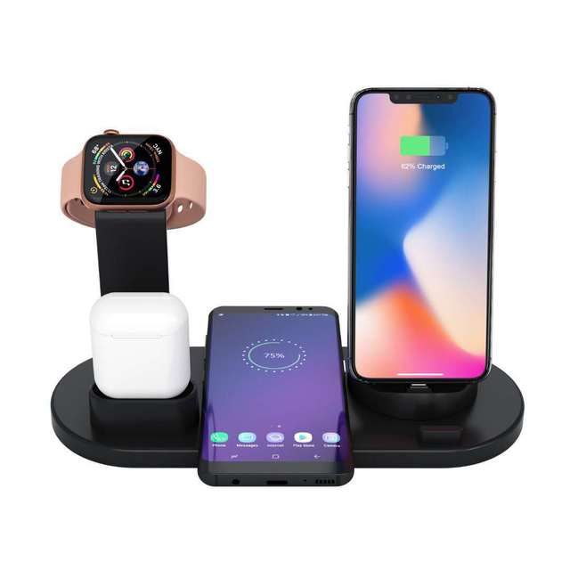 Station de Charge Rapide Multiappareils 4 en 1 – Design Moderne Blanc ou Noir