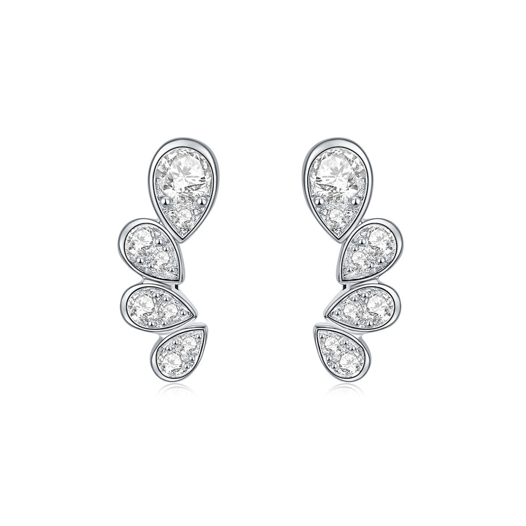 Boucles d’oreilles grimpantes en argent sterling S925 et moissanite, pierres poire, plaqué platine, certificat GRA, coffret cadeau femme