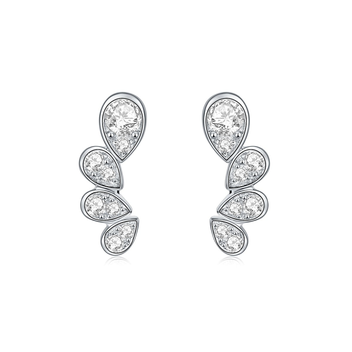 Boucles d’oreilles grimpantes en argent sterling S925 et moissanite, pierres poire, plaqué platine, certificat GRA, coffret cadeau femme