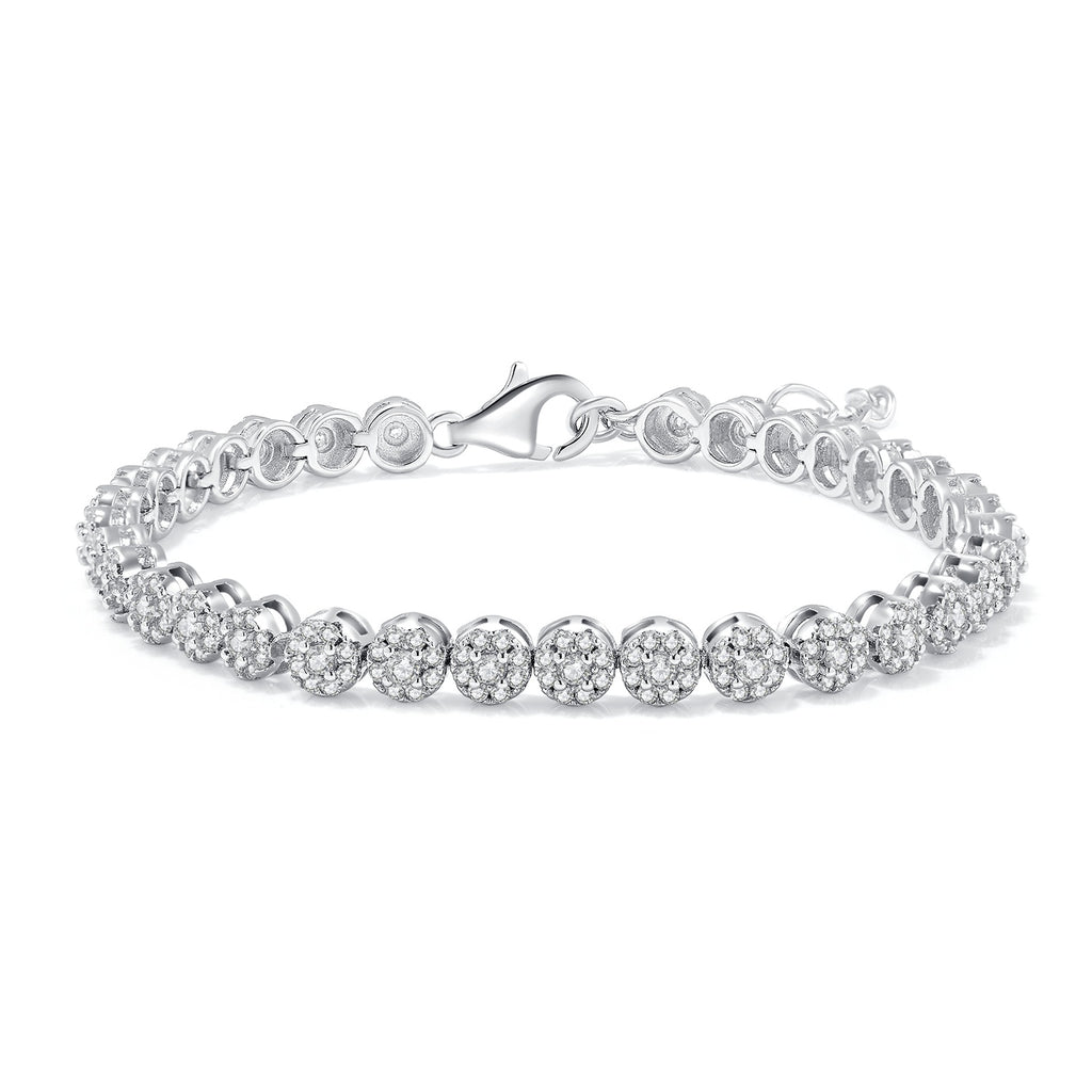 Bracelet Tennis en Argent Sterling S925 297 Moissanites D VVS1 18cm Platine