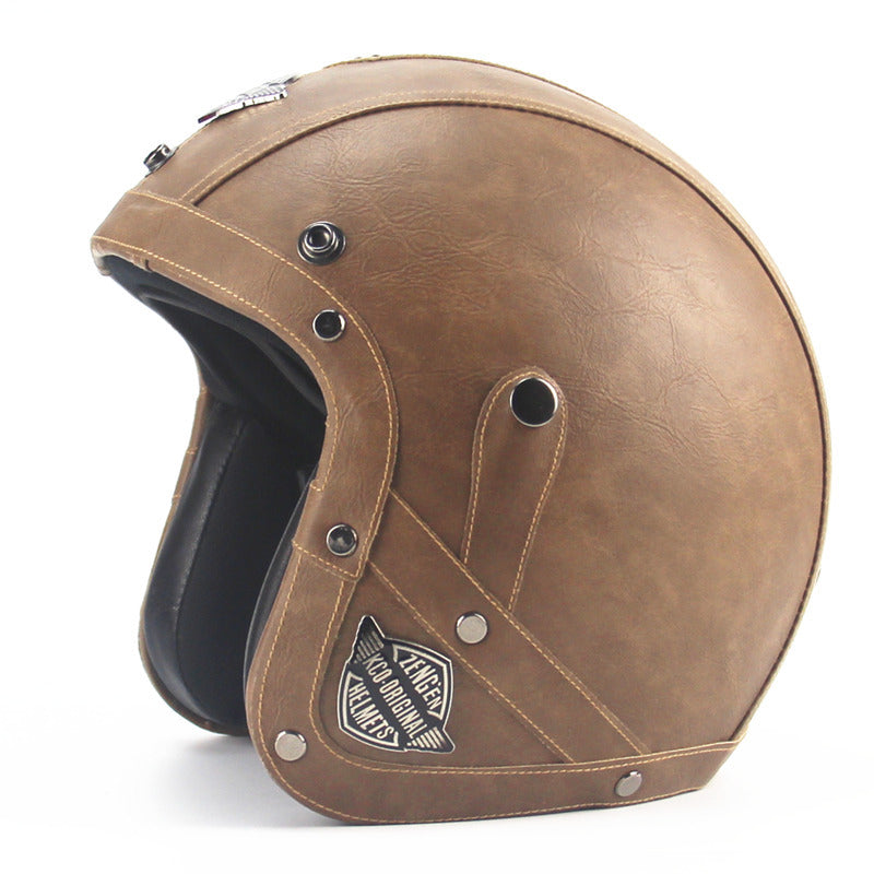 Casque de moto rétro 3/4, design vintage sophistiqué pour aventuriers urbains