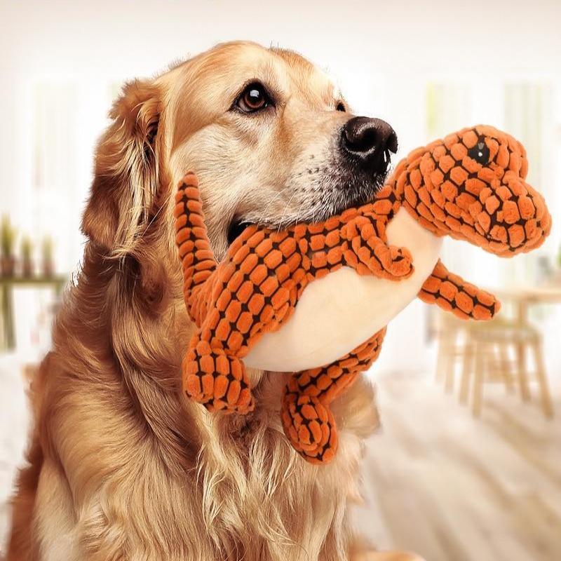 Jouets Géants Dinosaure Interactifs pour Grands Chiens - Peluche à Mâcher avec Sifflets pour Chihuahua
