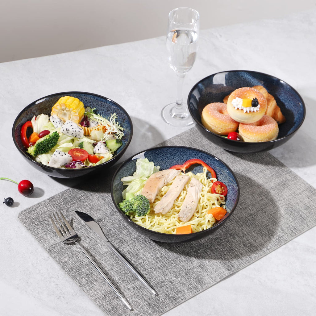 Bol artistique Western Kiln Change Peacock Blue 30 oz – Ensemble de 4 bols pour céréales, salade, pâtes, soupe et dessert, idéal pour service, lave-vaisselle, micro-ondes et four