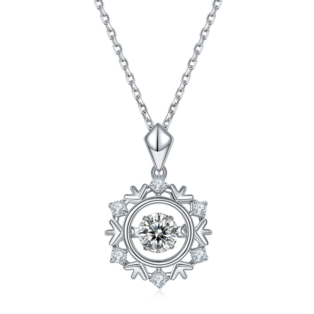 Collier Flocon de Neige Moissanite 0,5ct D VVS1 en Argent Sterling S925, 45cm, Plaqué Platine, Certifié GRA, Coffret Cadeau