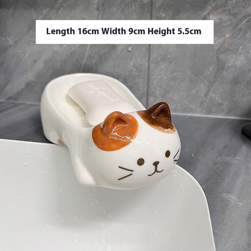 Assiette à savon en céramique de chat Sanhua de style japonais