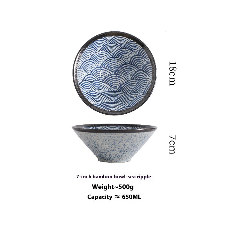 Vaisselle rétro de luxe douce en céramique motif Qinghai pour bol à ramen