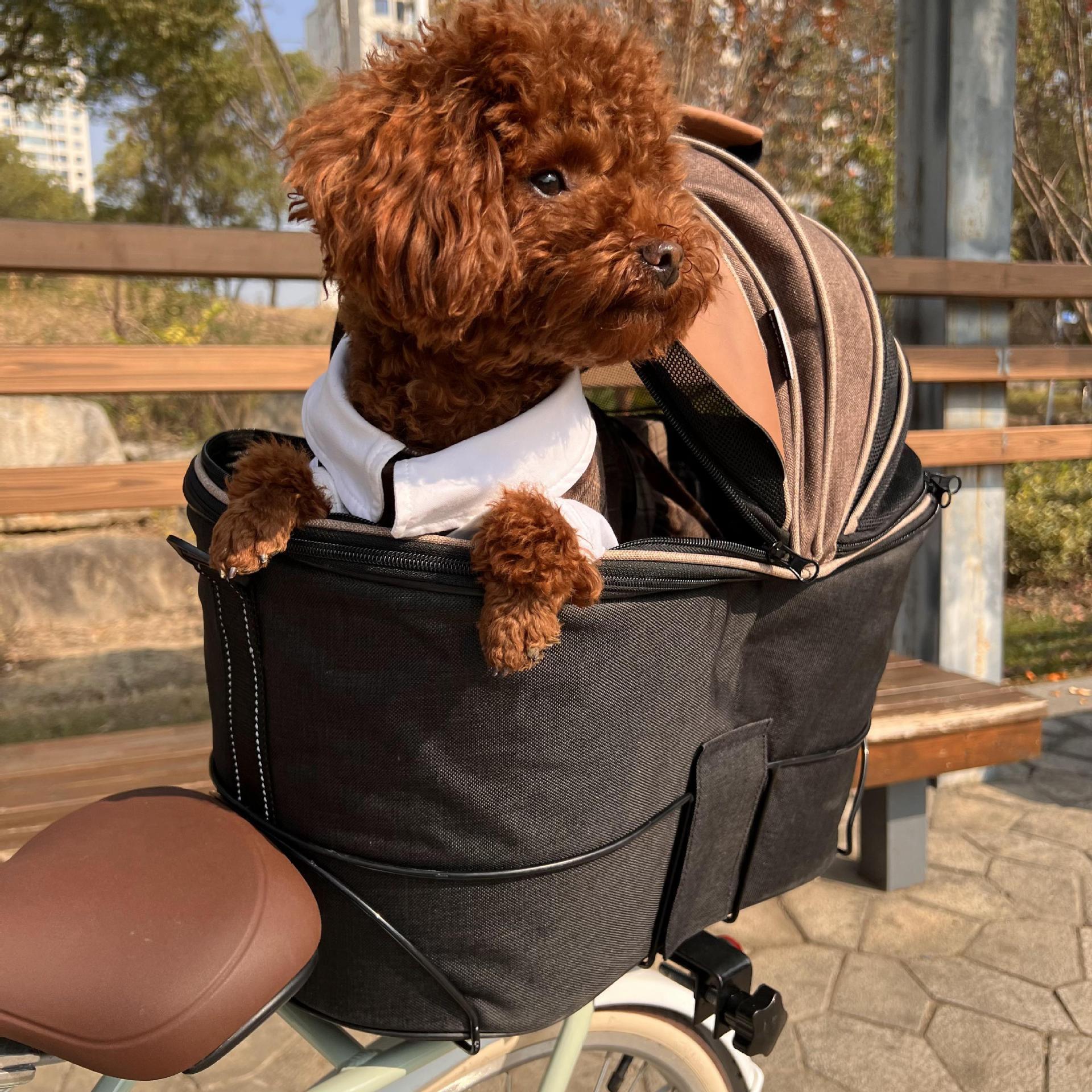 Sac de transport pliable en toile pour animaux, siège arrière, couleur marron café