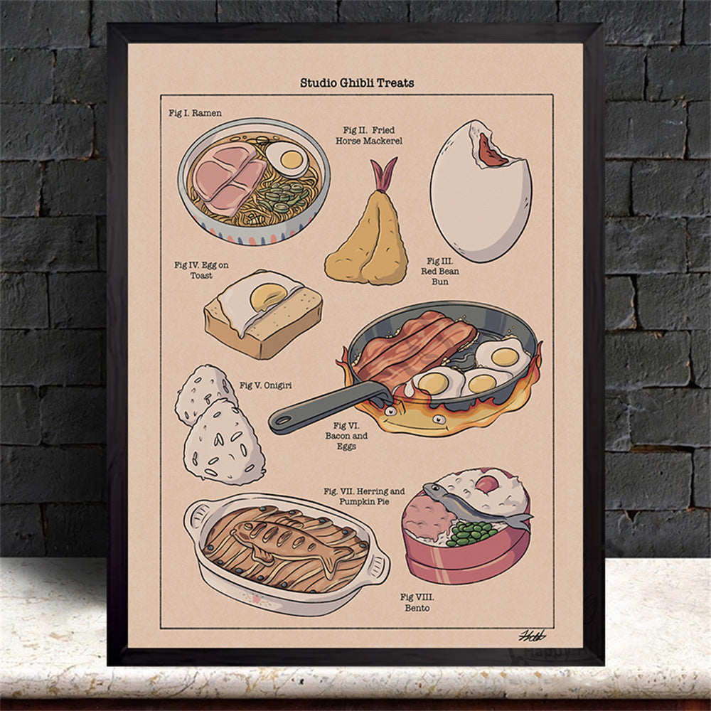 Peintures de Cuisine Restaurant Boule de Riz Tempura Ramen Alimentaire