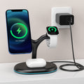 Chargeur sans fil magnétique multifonction trois en un élégant et pratique noir