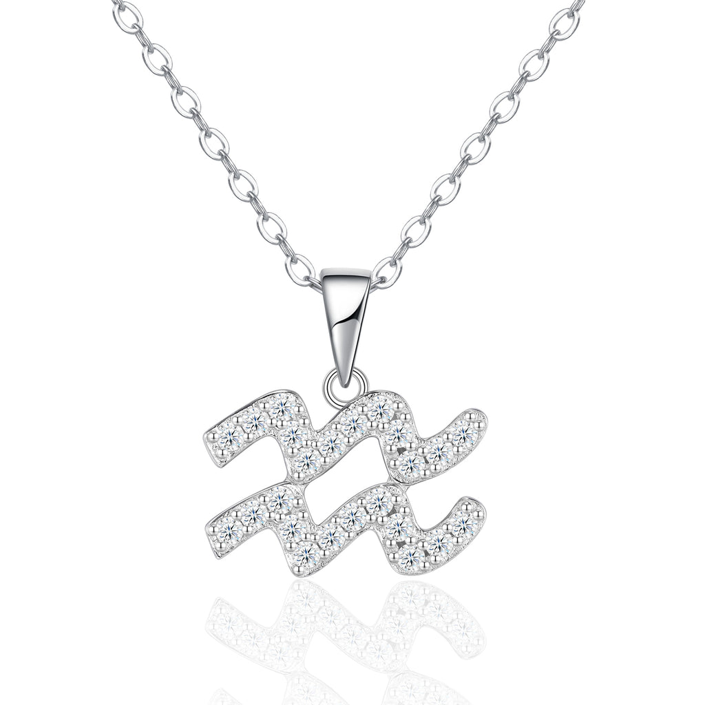 Collier Verseau en argent sterling S925 avec moissanite D couleur VVS1, pendentif plaqué platine 3,8g, bijou astrologie avec certificat GRA, coffret cadeau idéal