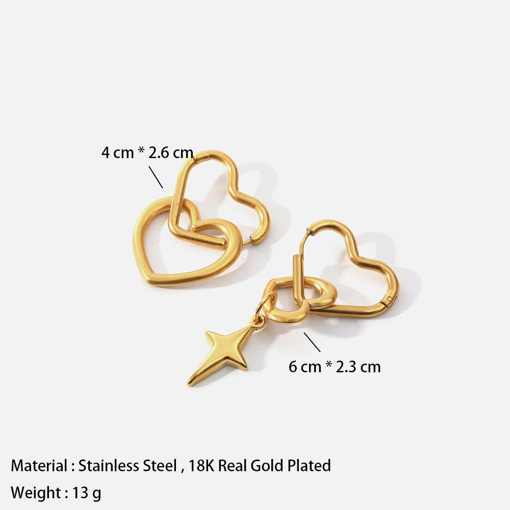 Electroplated Hollowed Out Double Heart Earrings Jewelry