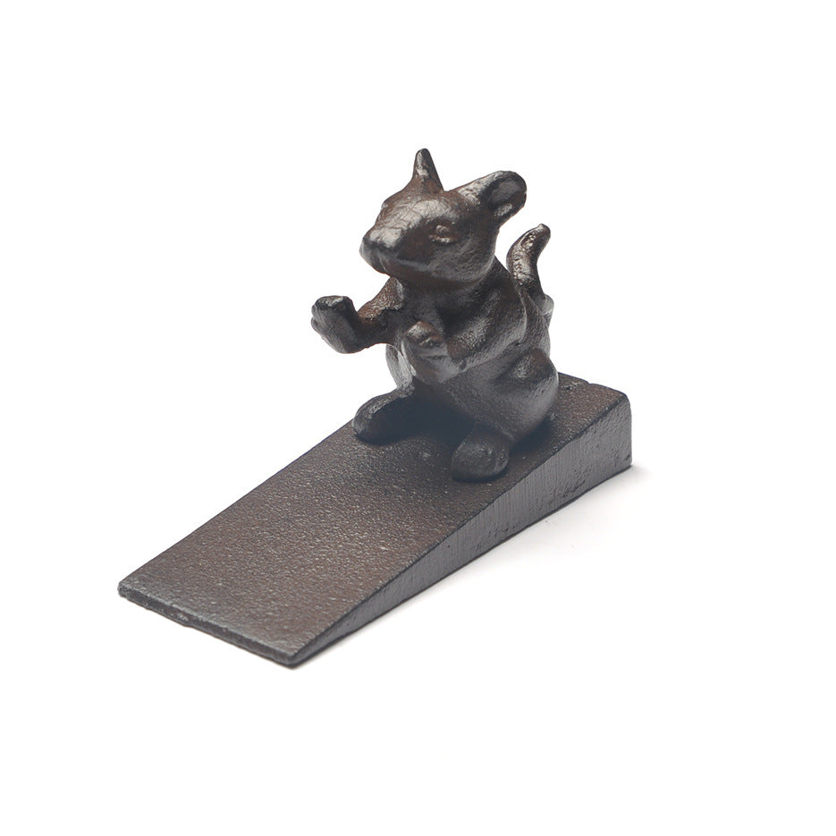 Butée de porte en fer décorative vintage oiseau vert doré