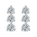 Boucles d'oreilles trois pierres en argent sterling S925 Moissanite rondes serties avec dos à vis et certificat GRA