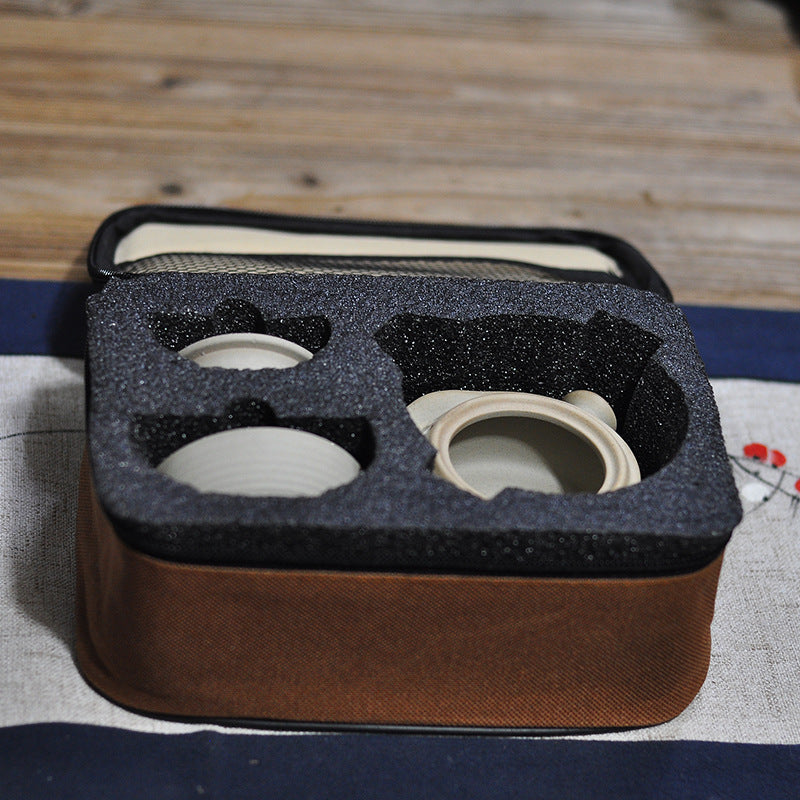 Service à thé simple en grès pratique — Une théière, une tasse, pour 1 personne, style japonais, voyage portable, bureau, service à thé Kung-fu, théière, souvenirs
