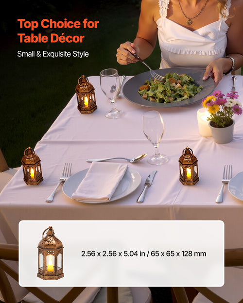 12 pièces de lanterne décorative à bougie LED, porte-bougie LED en plastique avec verre, lanternes murales d’intérieur pour mariage table fête décor intérieur de style ferme, Bronze