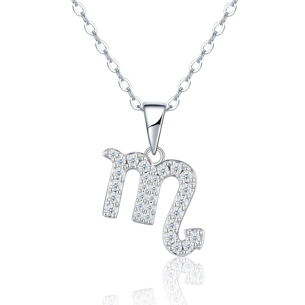 Collier Scorpion en Argent Sterling S925 pour Femme, Moissanite D Couleur VVS1, Pendentif Zodiac, Plaqué Platine 3,4g, Bijoux d'Astrologie avec Certificat GRA