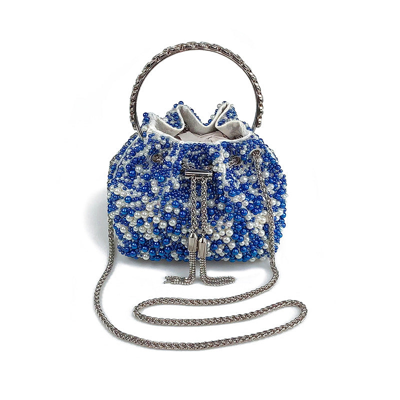 Nouveau Sac Seau Perlé Haut de Gamme Portable et à la Mode, Bandoulière Unique