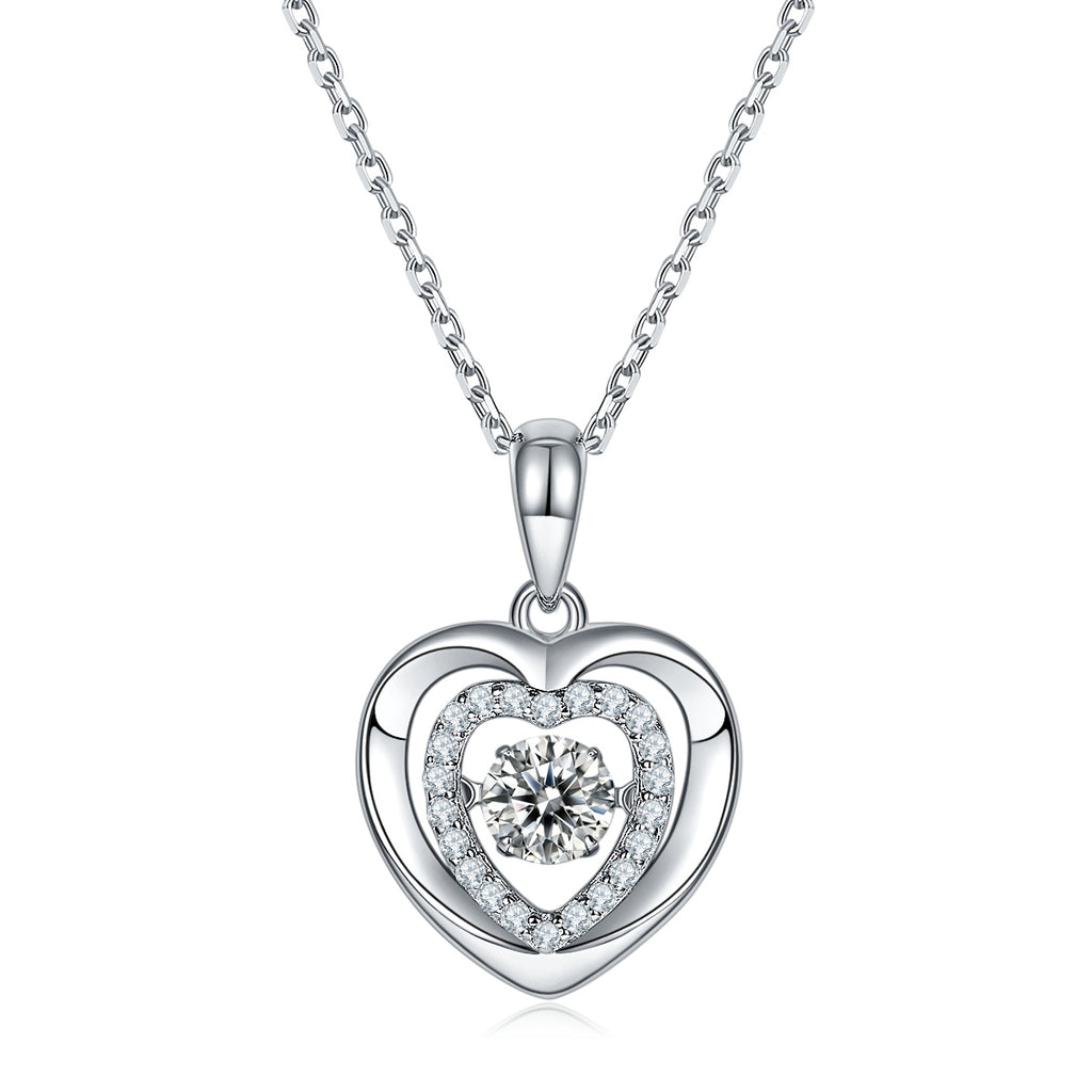 Collier Cœur Moissanite 0,5ct S925 Argent Sterling Certifié GRA 45cm Platine