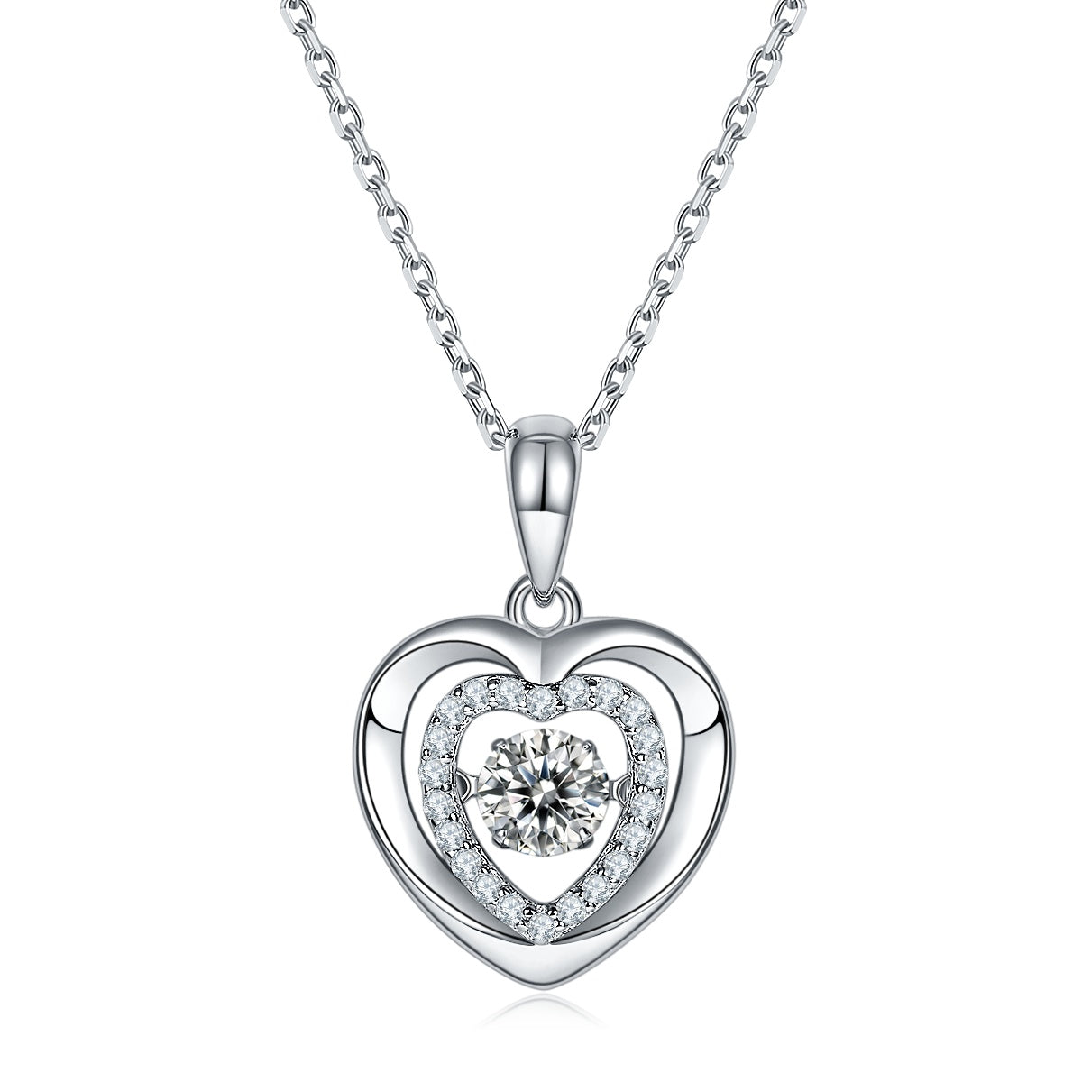 Collier Cœur Moissanite 0,5ct S925 Argent Sterling Certifié GRA 45cm Platine