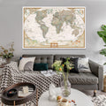 Peinture sur toile carte du monde vintage, affiche murale vintage