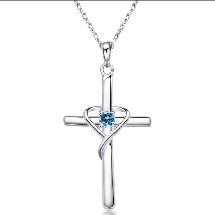 Collier Pendentif Croix en Diamants Forme Cœur pour Femmes - Pâques Élégant